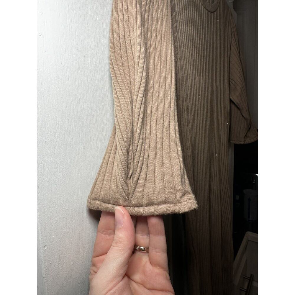 Zara Ribbed Midi Sparkle Body on Dress Size Medium Beige - Picture 3 of 6
